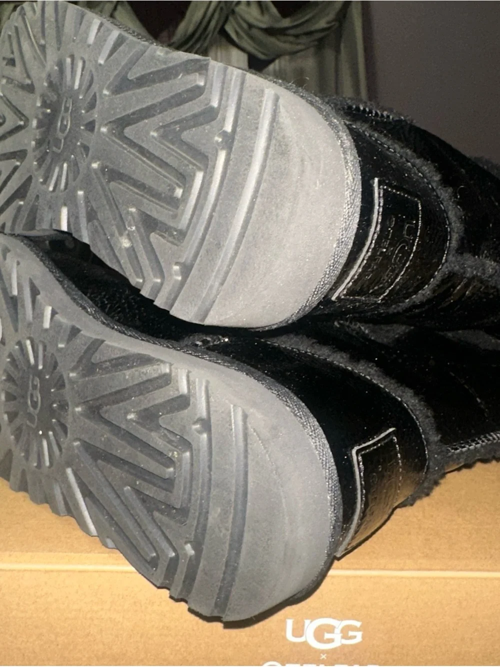 UGG/Telfar Black Patent Leather Boots